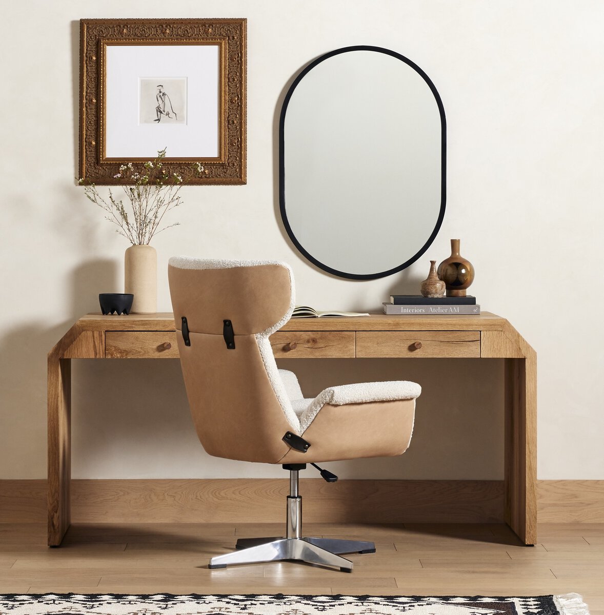 Amiel 29" Top Grain Leather Desk Chair - Knoll Natural