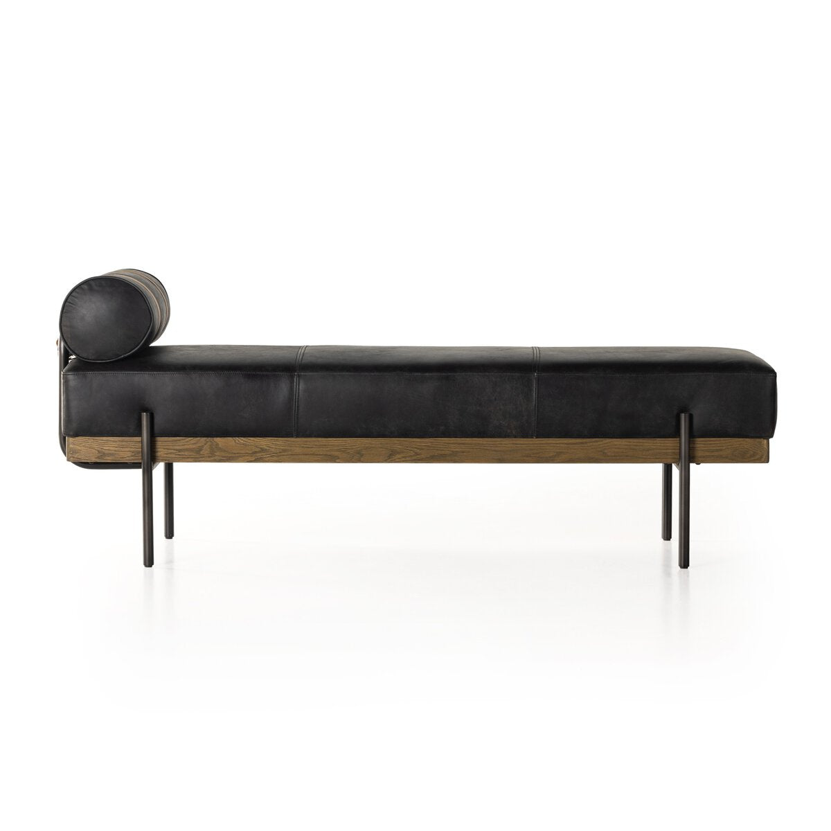 Georgina 66" Top Grain Leather Bench - Rialto Ebony
