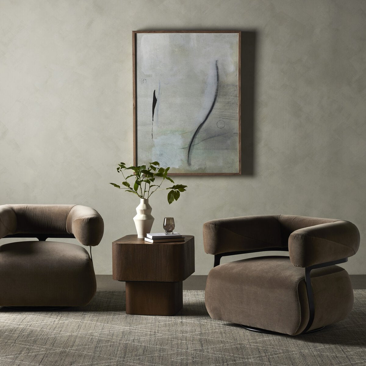 Garlend 37" Upholstered Swivel Chair - Surrey Fossil