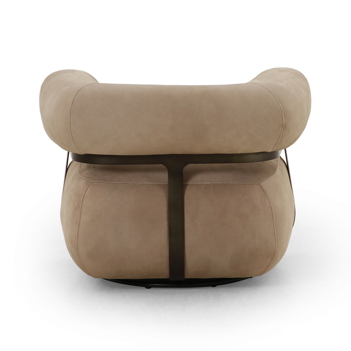 Garlend 37" Top Grain Leather Swivel Chair - Nubuck Silver