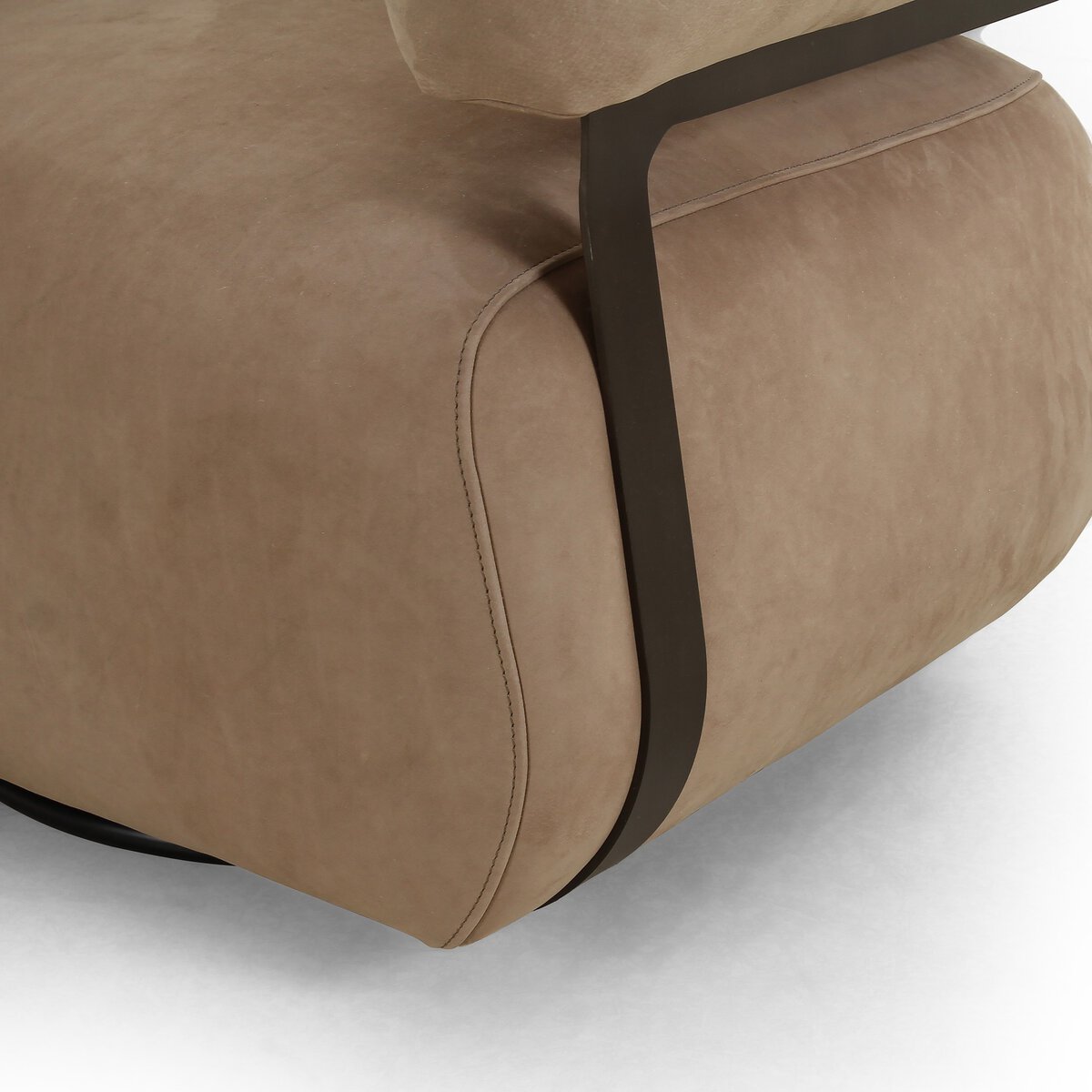 Garlend 37" Top Grain Leather Swivel Chair - Nubuck Silver
