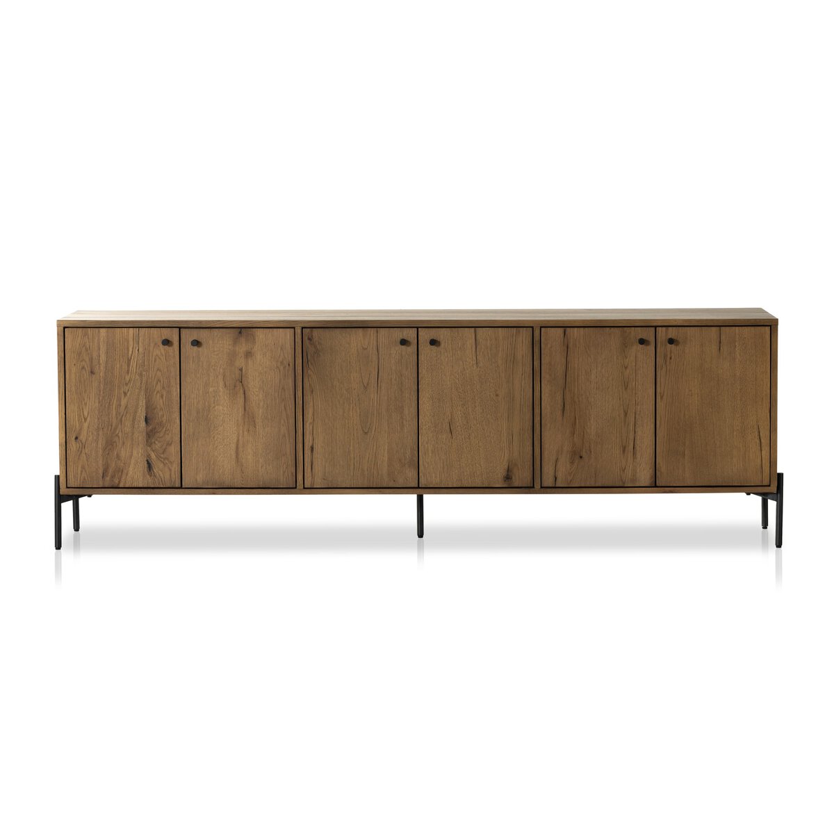 Easton 80" 6 Door Media Sideboard - Amber Oak Resin