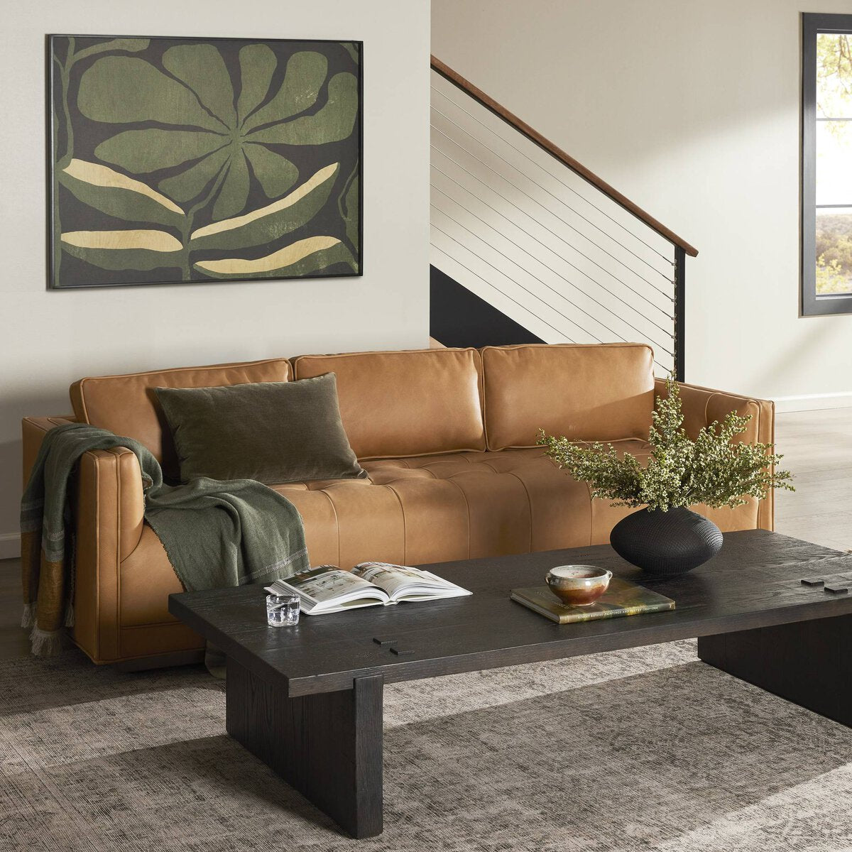 Keelan 90" Top Grain Leather Sofa - Cognac