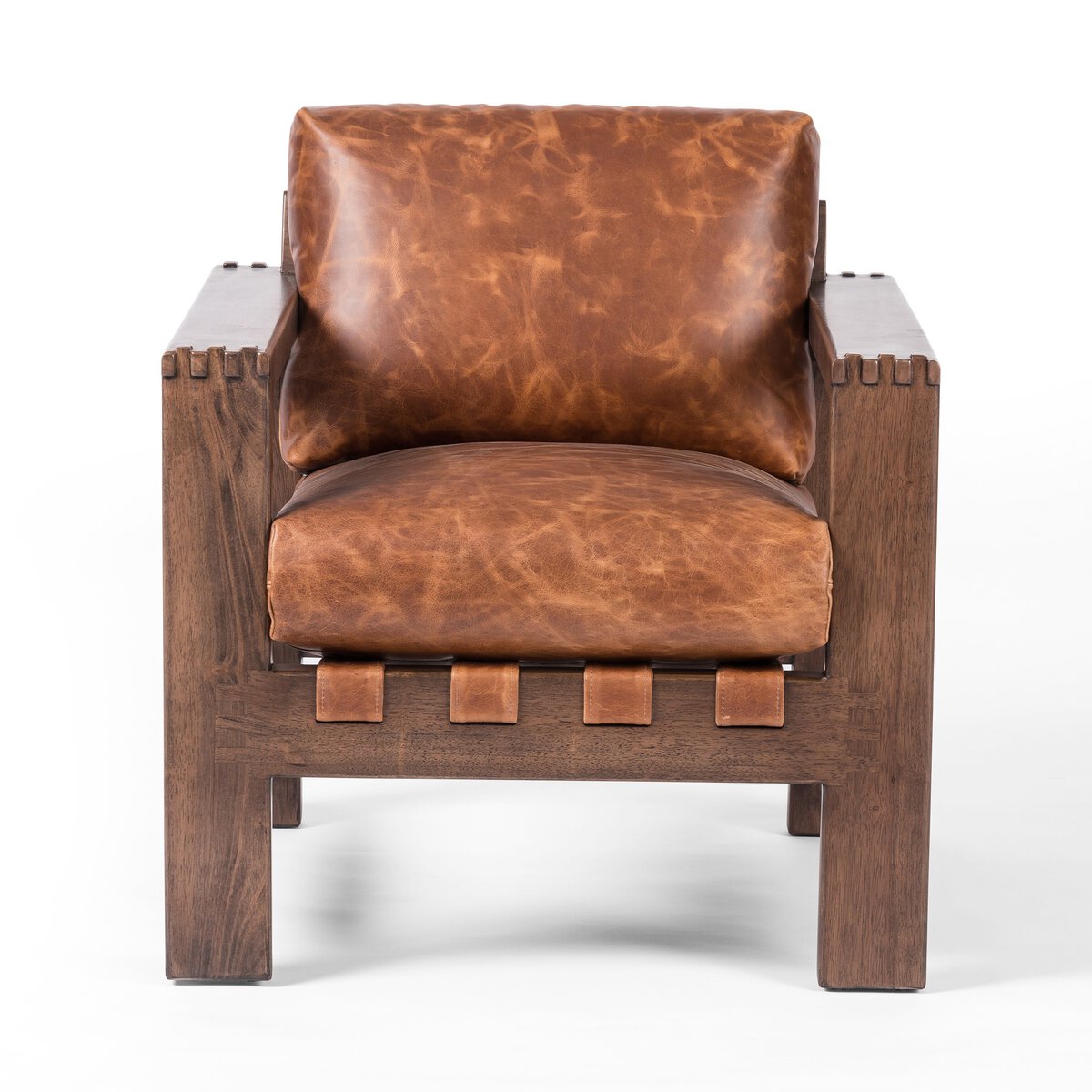 Andromeda 29" Top Grain Leather Occasional Chair - Raleigh Chestnut