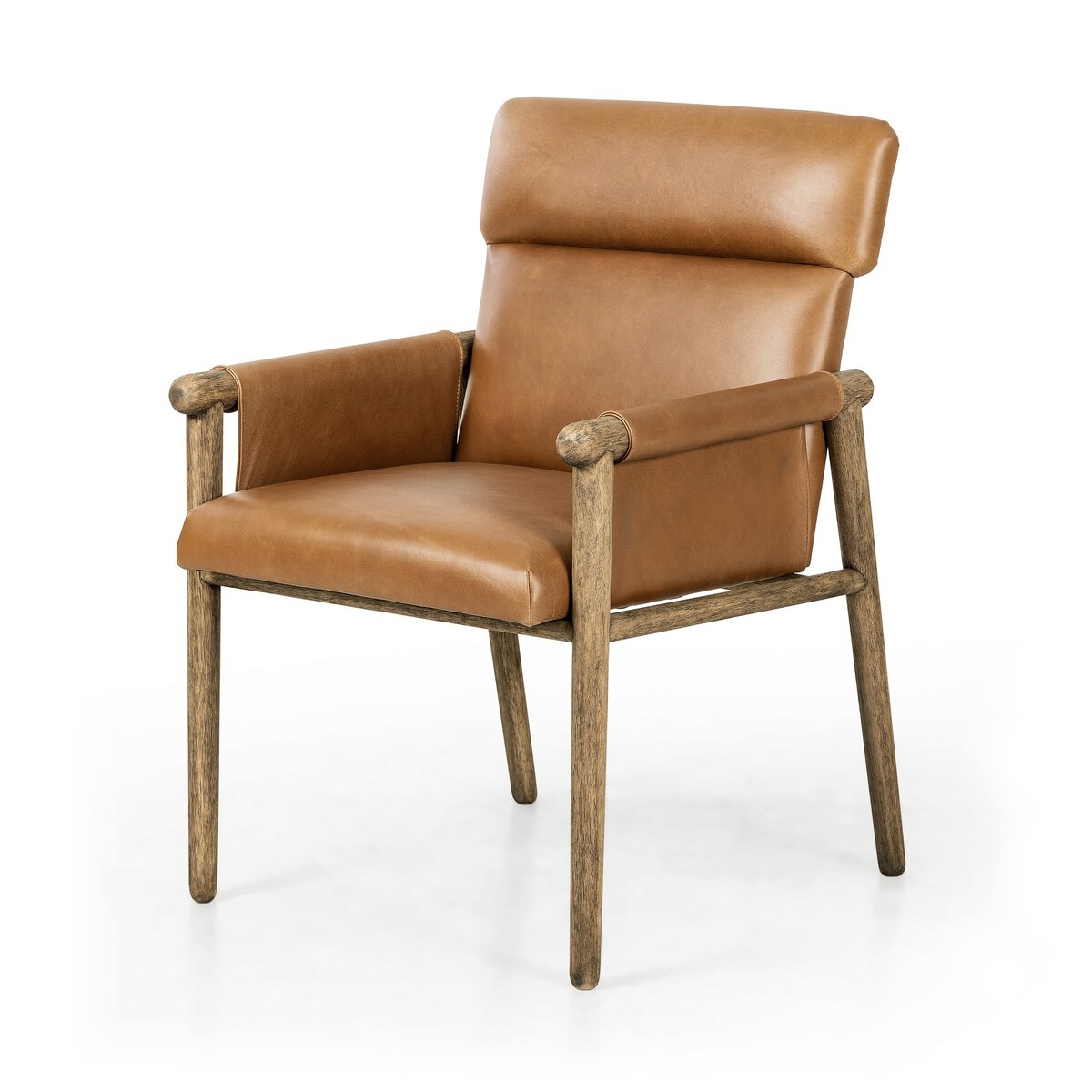 Amanda 24" Top Grain Leather Dining Armchair - Valencia Camel