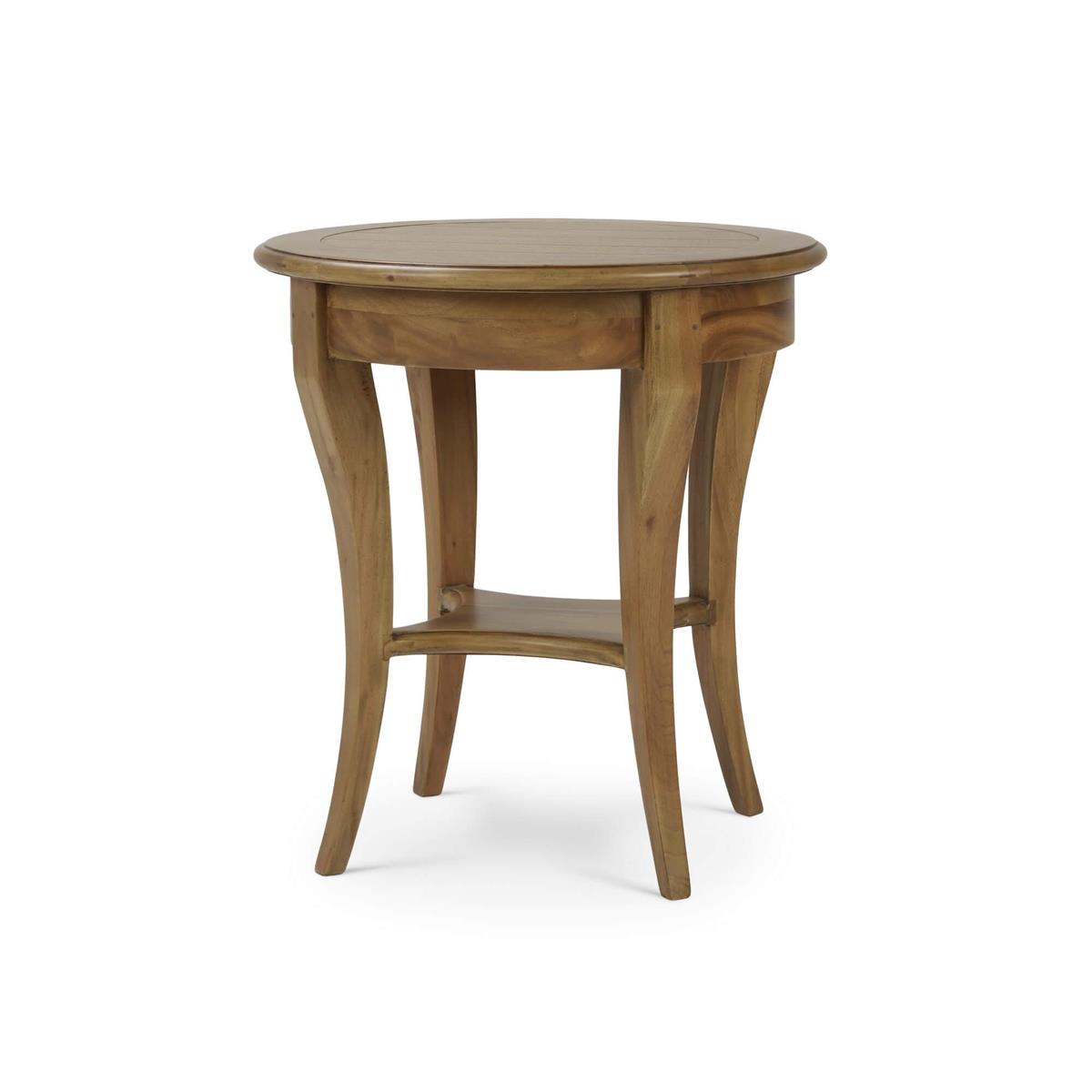 Rosalyn 24" Mahogany Round Side Table - Antique French Oak