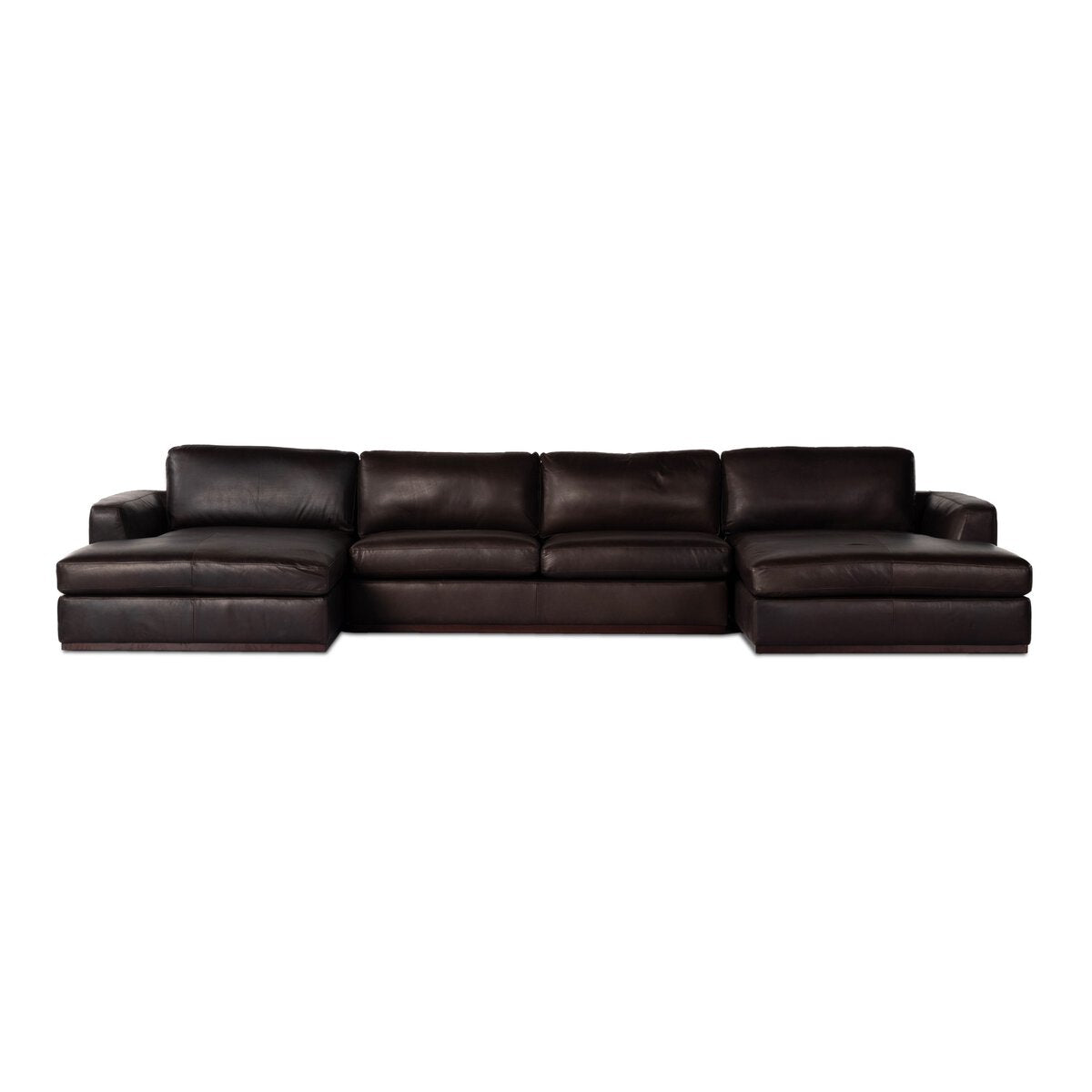 Elijah 169" Top Grain Leather Dual Chaise Sectional - Heirloom Cigar