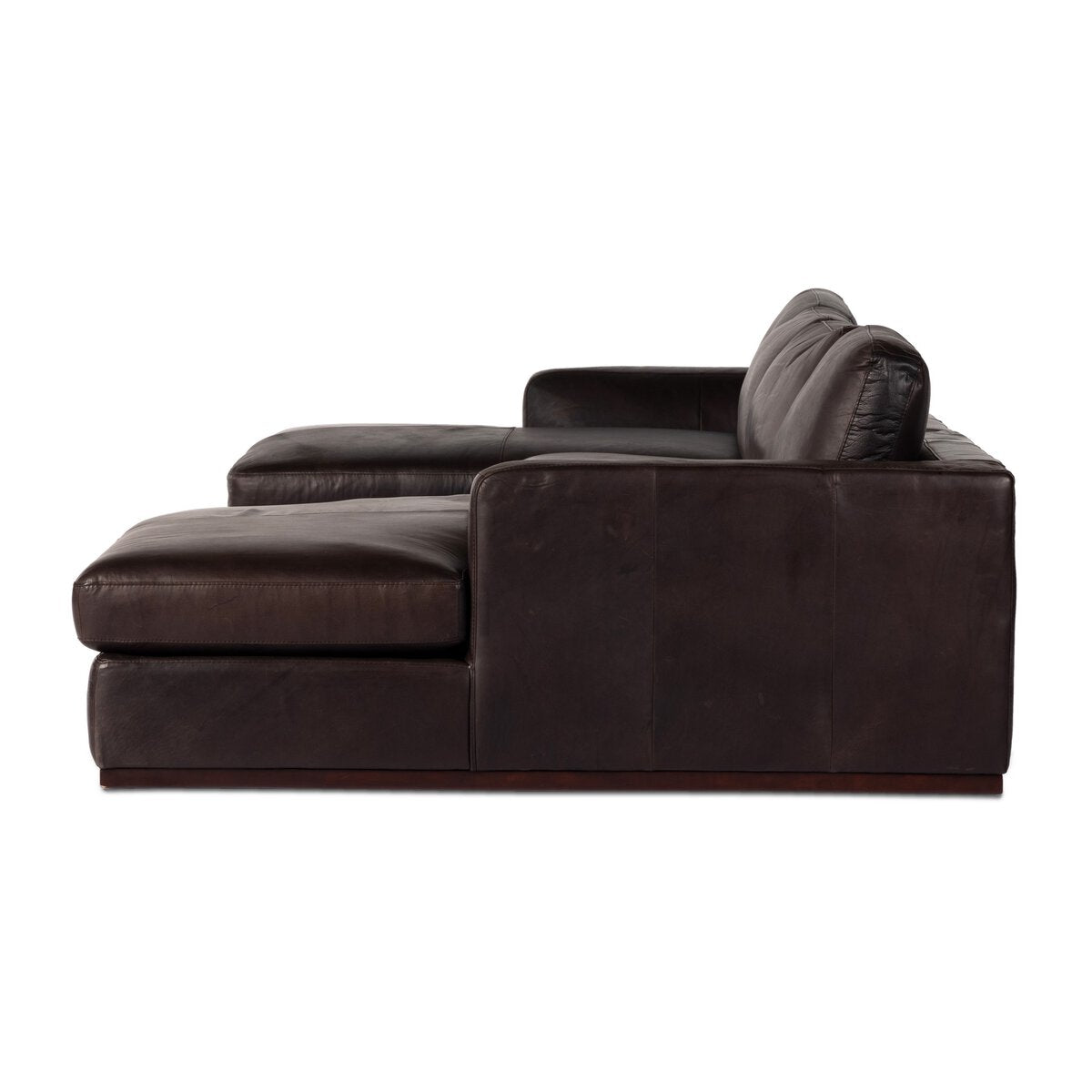 Elijah 169" Top Grain Leather Dual Chaise Sectional - Heirloom Cigar