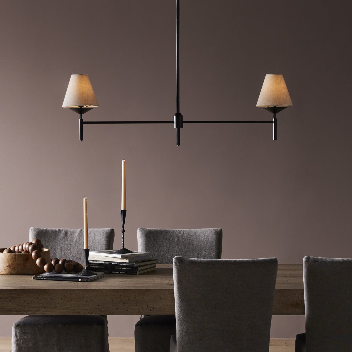 Briar 48" Linear Chandelier - Jet Black