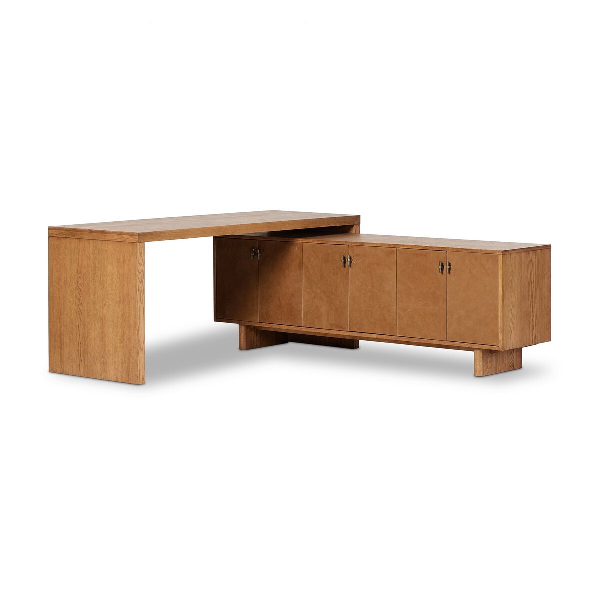 Jayne 78" L-Shaped Desk - Amber Oak