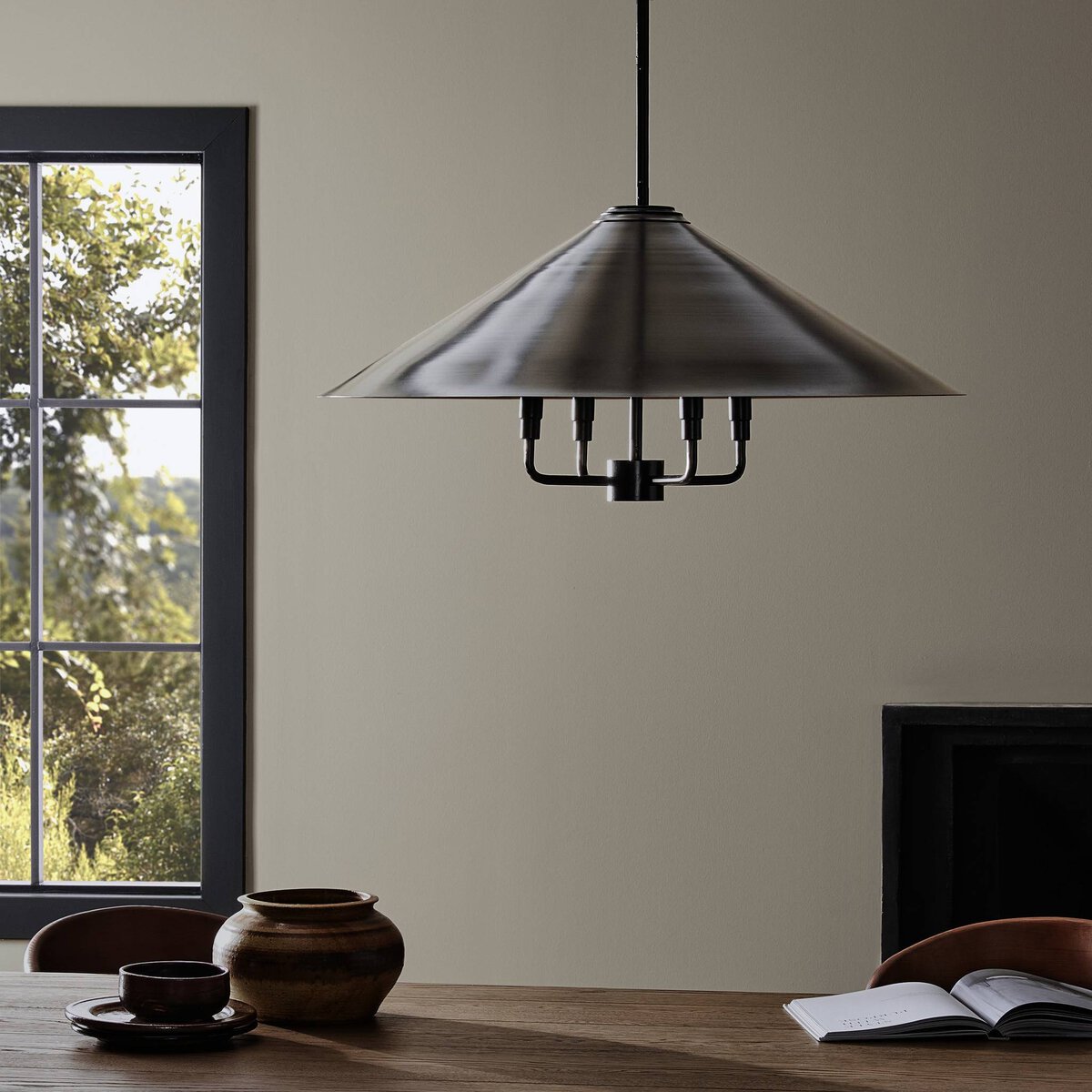 Fenton 32" Chandelier - Antique Brass Iron