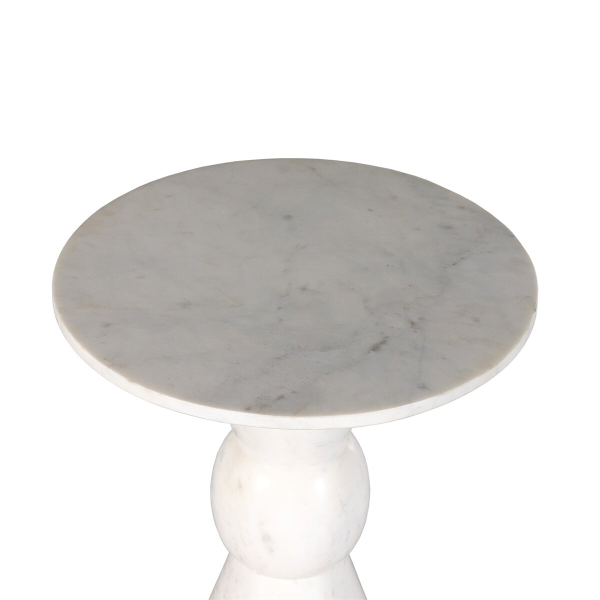 Roxanne 28" Round Marble End Table - Polished White Marble
