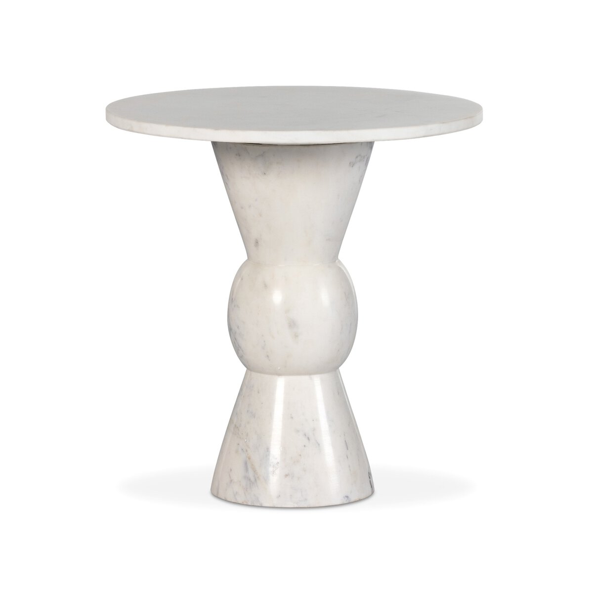 Roxanne 28" Round Marble End Table - Polished White Marble