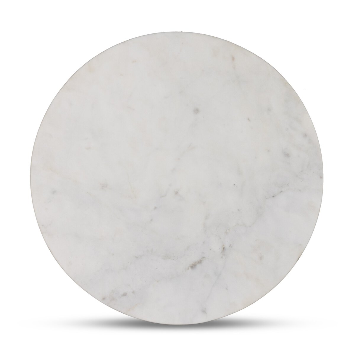 Roxanne 28" Round Marble End Table - Polished White Marble