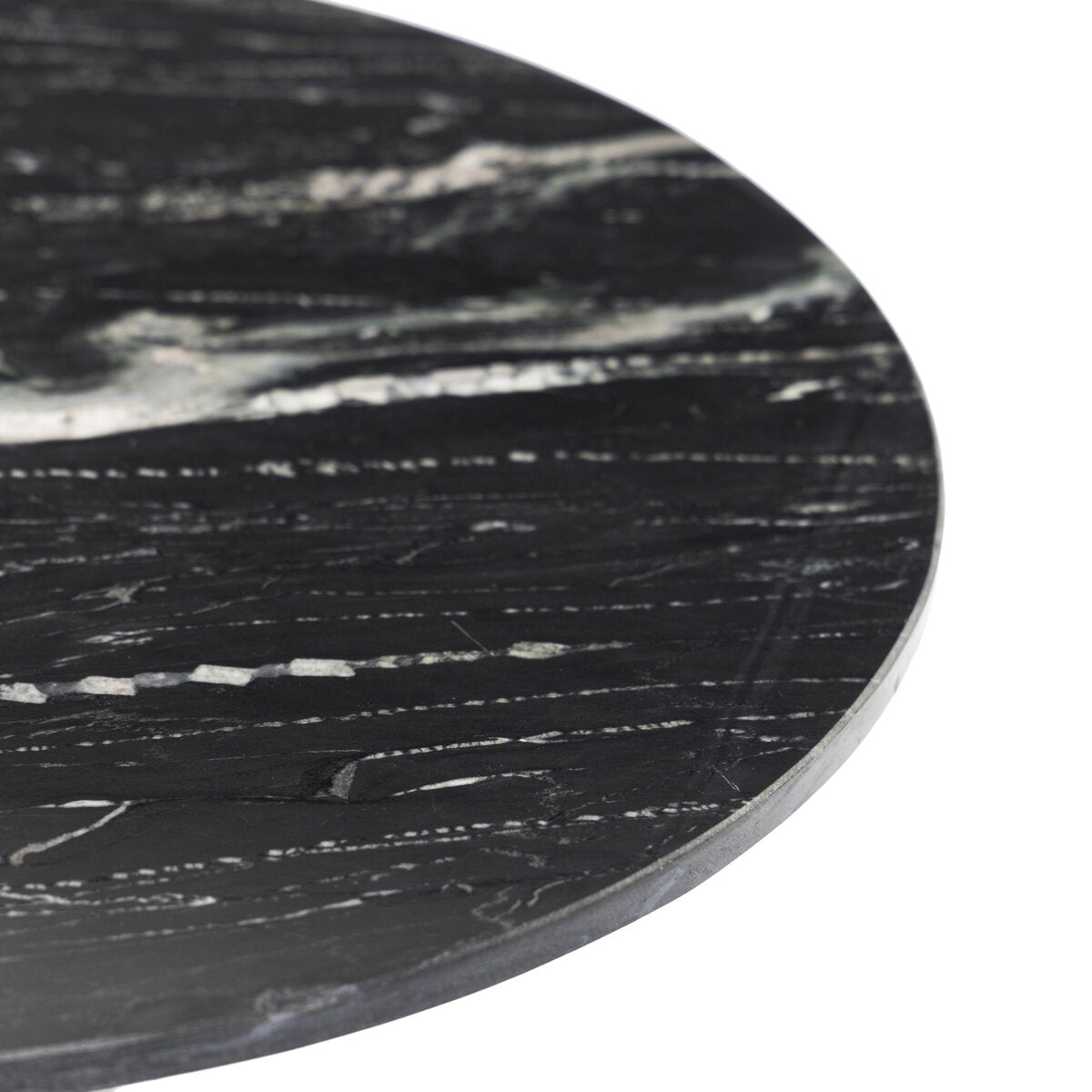 Roxanne 28" Round Marble End Table - Black Marble