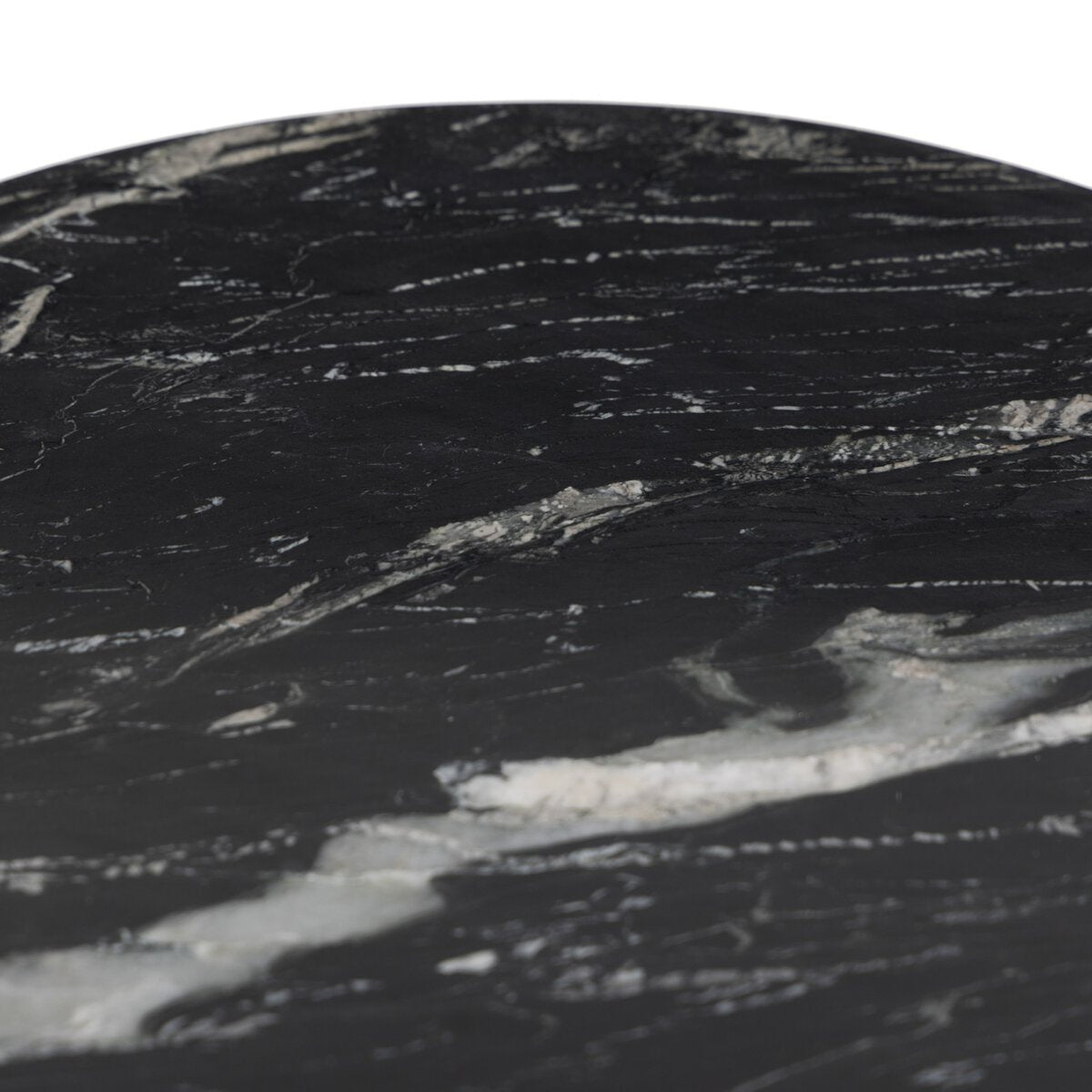 Roxanne 28" Round Marble End Table - Black Marble