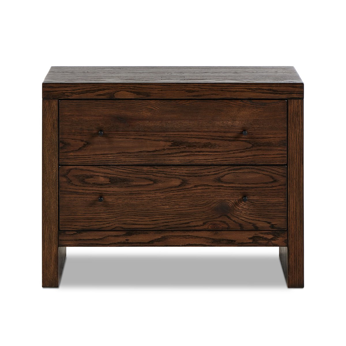 Zohran 32" 2 Drawer Charging Nightstand - Iron + Umber Oak