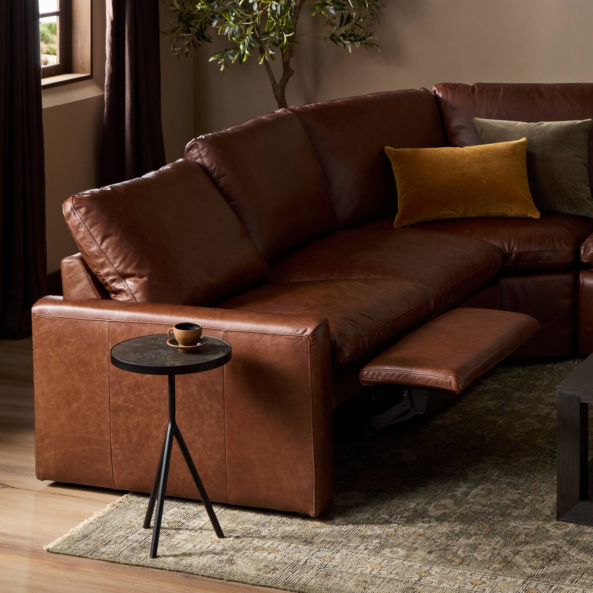 Tillman 120" Top Grain Leather Power Motion Sectional - Sonoma Coco