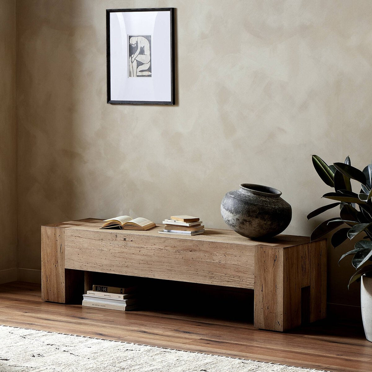 Abaso 70" Accent Bench - Rustic Wormwood Oak