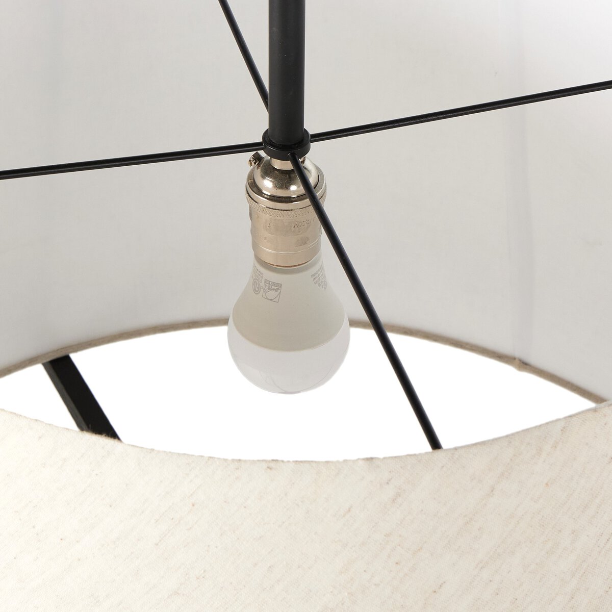 Mireille 26" Pendant - Matte Black + Light Beige