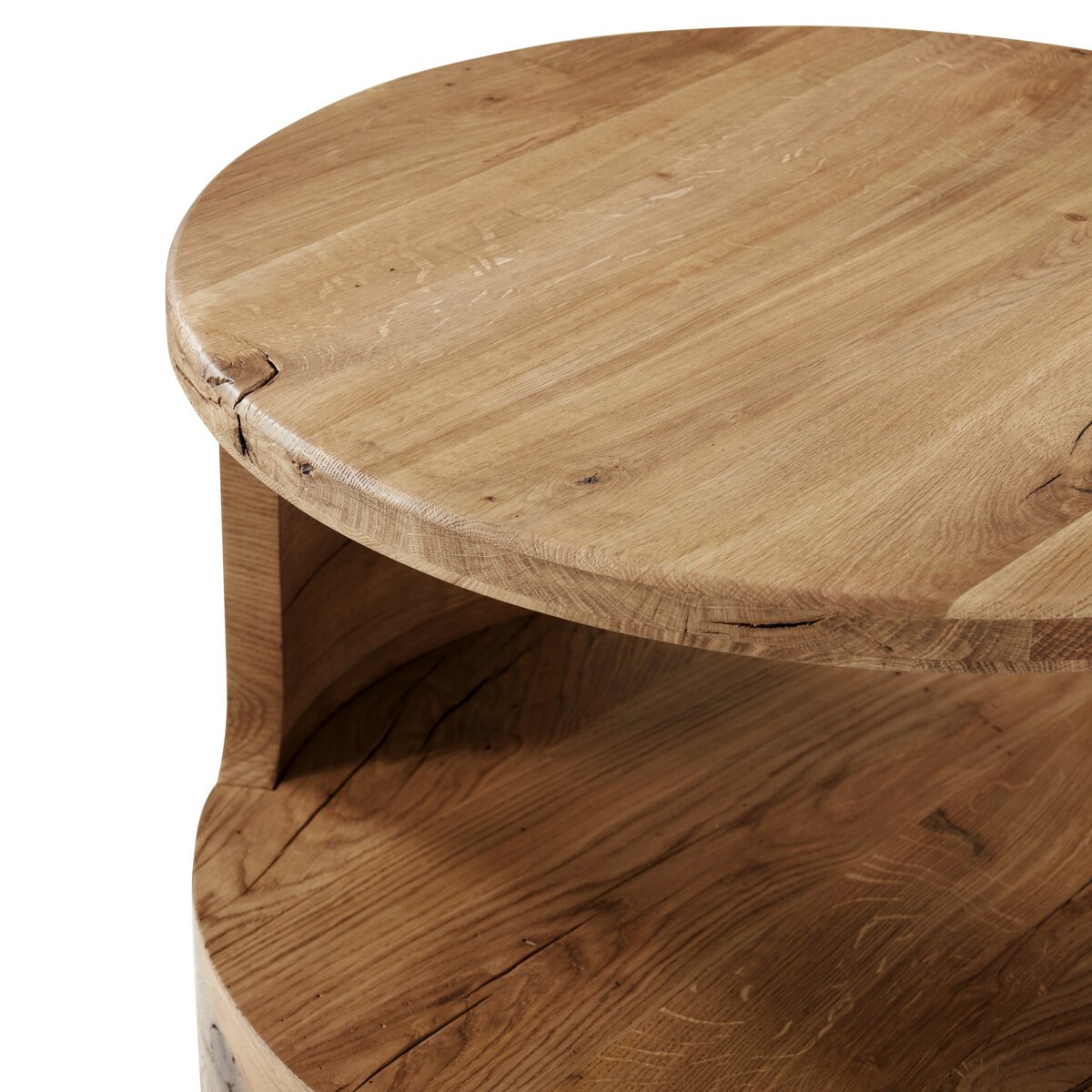 Zinnia 26" Round End Table - Natural Reclaimed French Oak