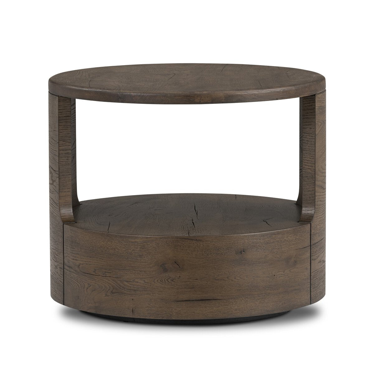 Zinnia 26" Round End Table - Grey Reclaimed French Oak