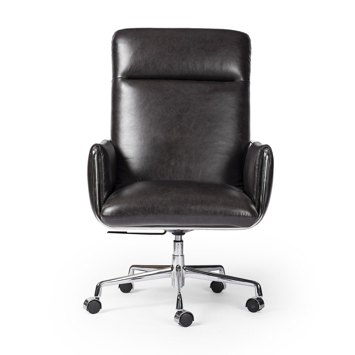 Amara 27" Top Grain Leather Swivel Desk Chair - Sonoma Black