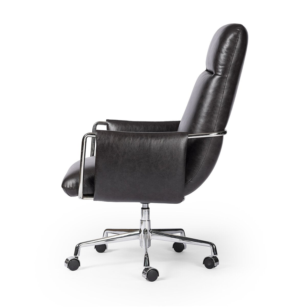 Amara 27" Top Grain Leather Swivel Desk Chair - Sonoma Black