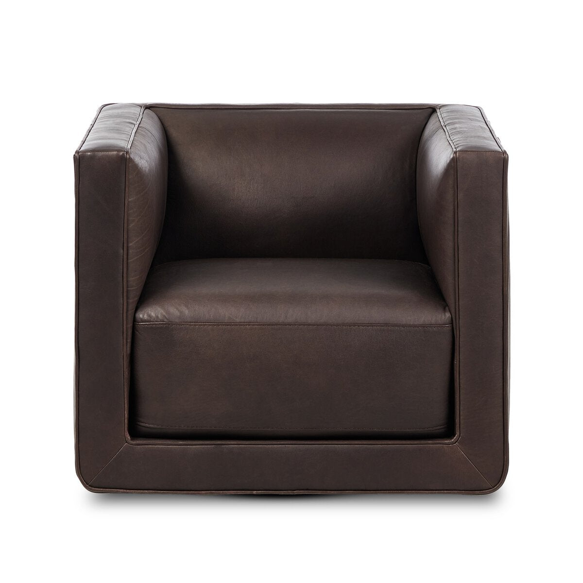 Philips 34" Top Grain Leather Swivel Chair - Heirloom Cigar