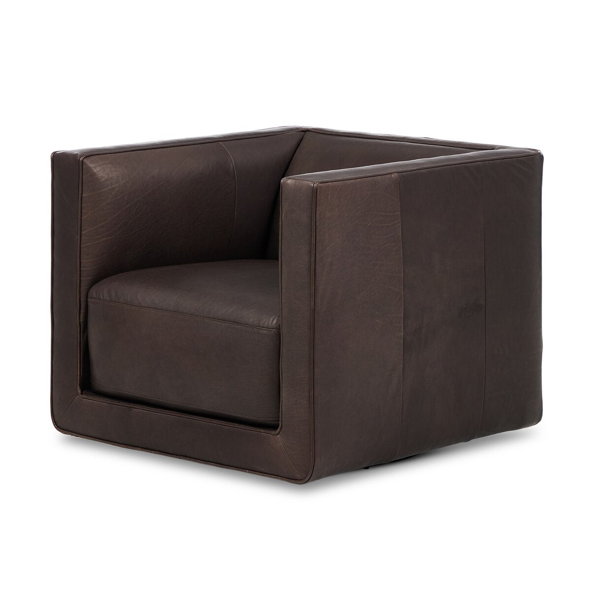 Philips 34" Top Grain Leather Swivel Chair - Heirloom Cigar