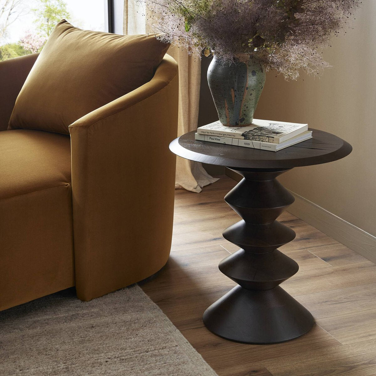 Stacked 22" Round End Table - Reclaimed Russet