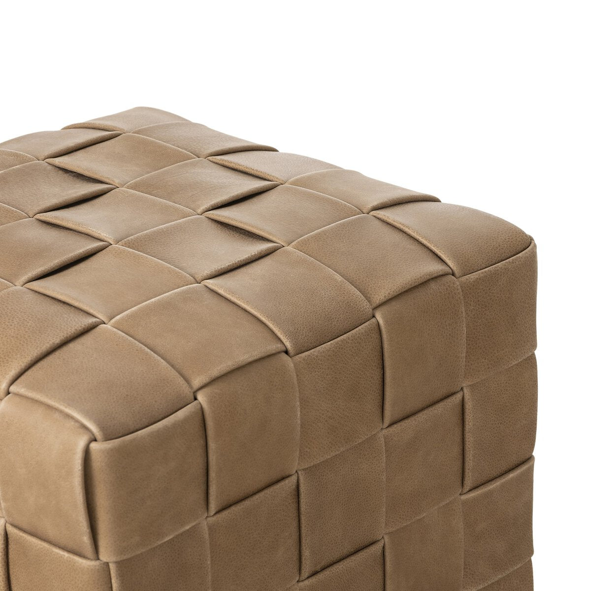 Flores 20" Top Grain Leather Square Ottoman - Palmetto Drift