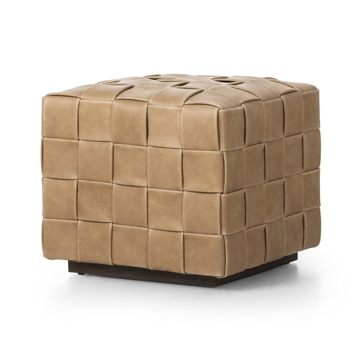 Flores 20" Top Grain Leather Square Ottoman - Palmetto Drift