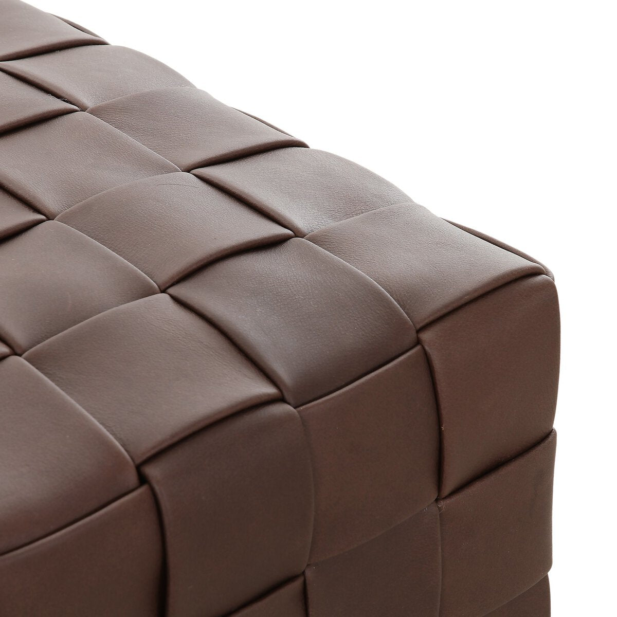 Flores 20" Top Grain Leather Square Ottoman - Lorento Cigar