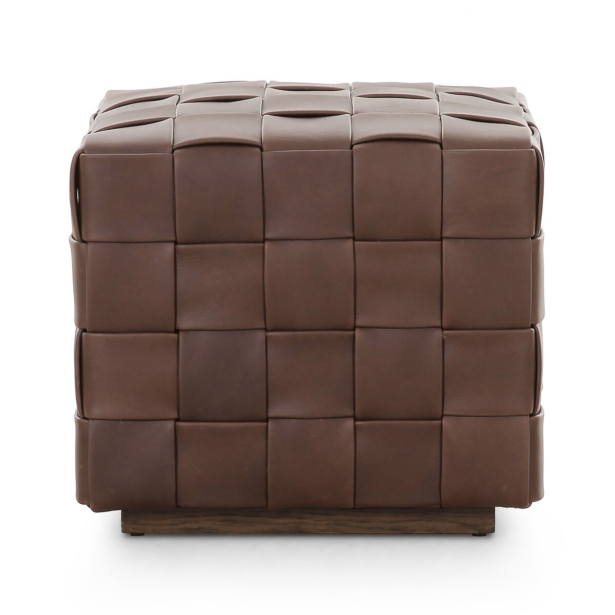 Flores 20" Top Grain Leather Square Ottoman - Lorento Cigar