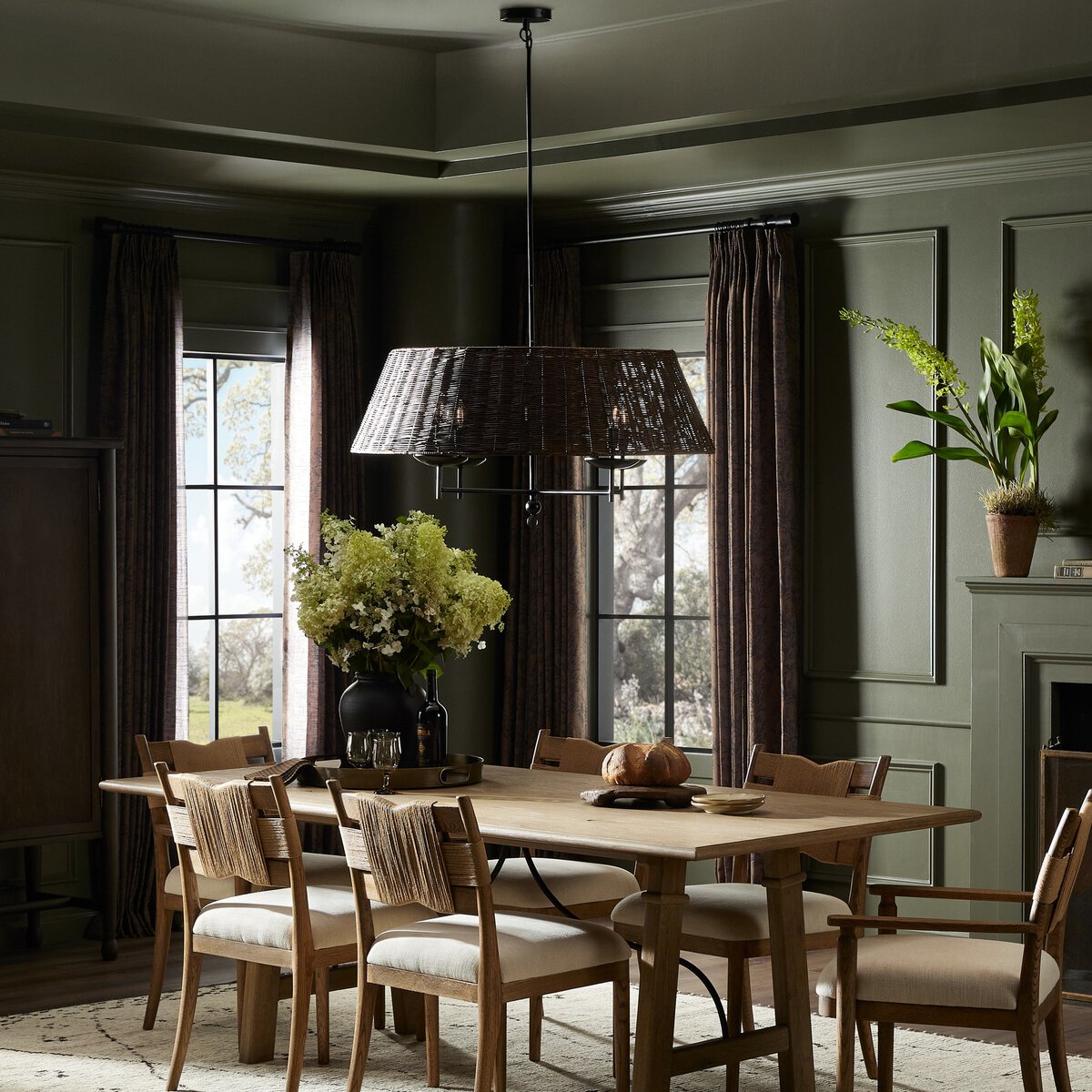 Hardwick 36" Chandelier - Brown Rattan