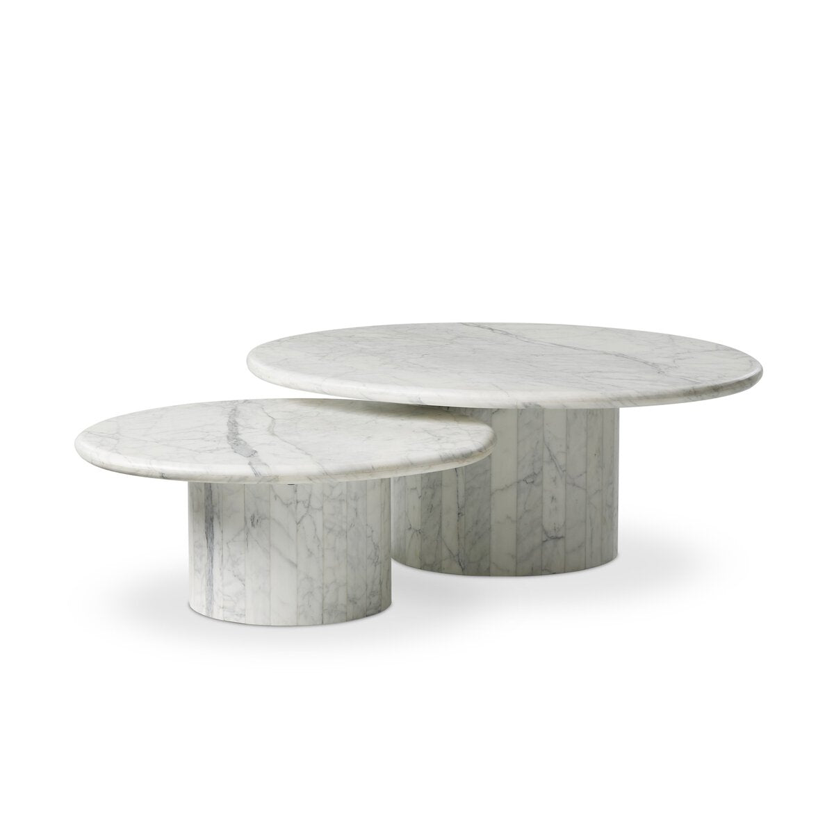 Allegra 65" Round Nesting Tables - White Calacatta Marble