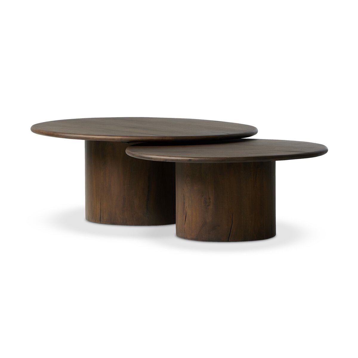Allegra 65" Round Nesting Tables - Aged Belgium Bleach