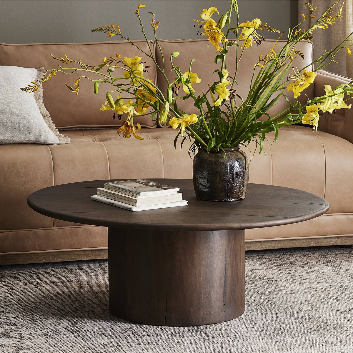 Helmut 41" Round Coffee Table - Aged Belgium Bleach