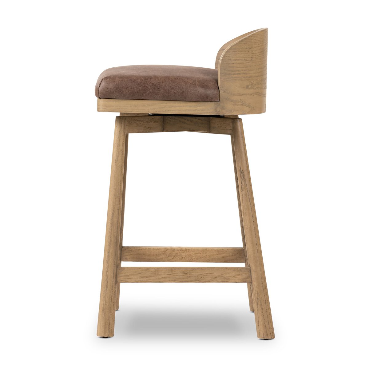 Ashleigh Top Grain Leather Counter Stool - Palermo Cigar + Oak