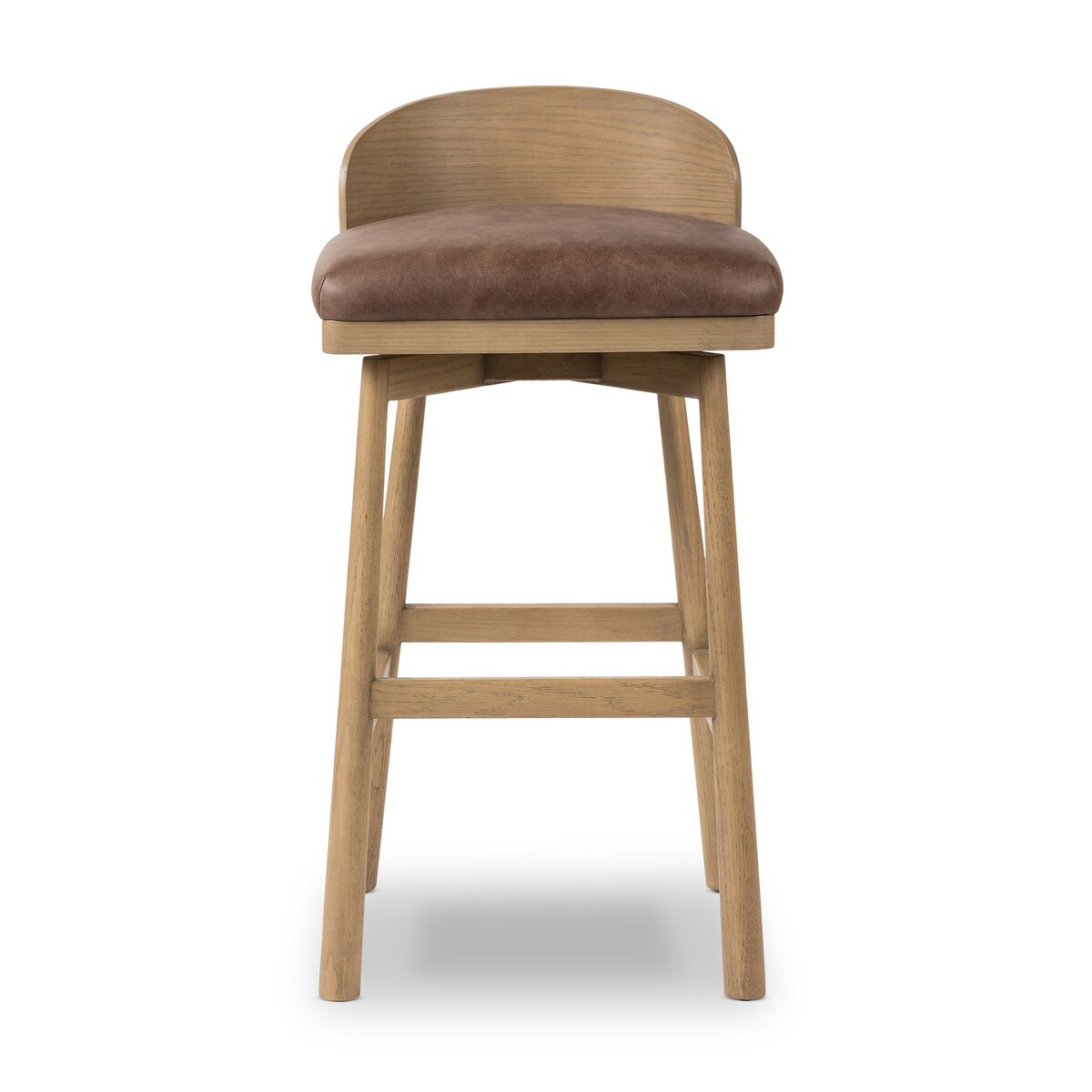 Ashleigh Top Grain Leather Bar Stool - Palermo Cigar + Oak