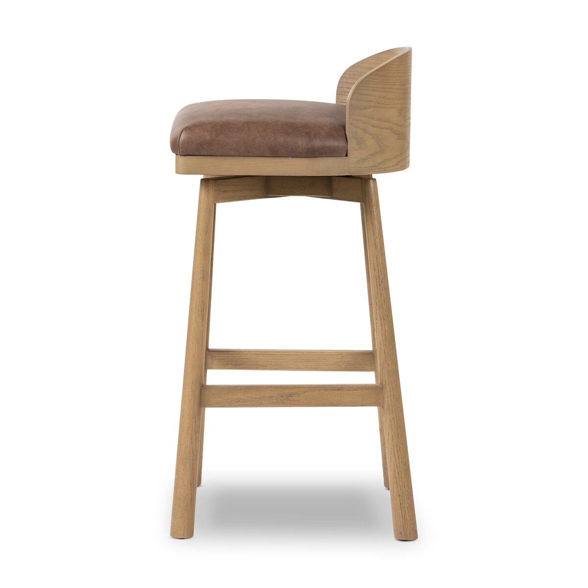 Ashleigh Top Grain Leather Bar Stool - Palermo Cigar + Oak