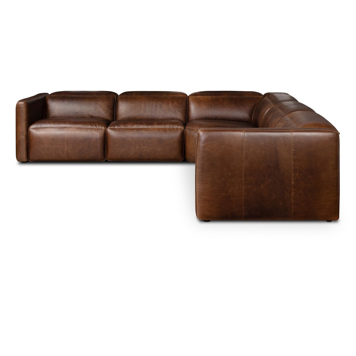 Halima 125" Top Grain Leather Power Motion Sectional - Raleigh Cigar