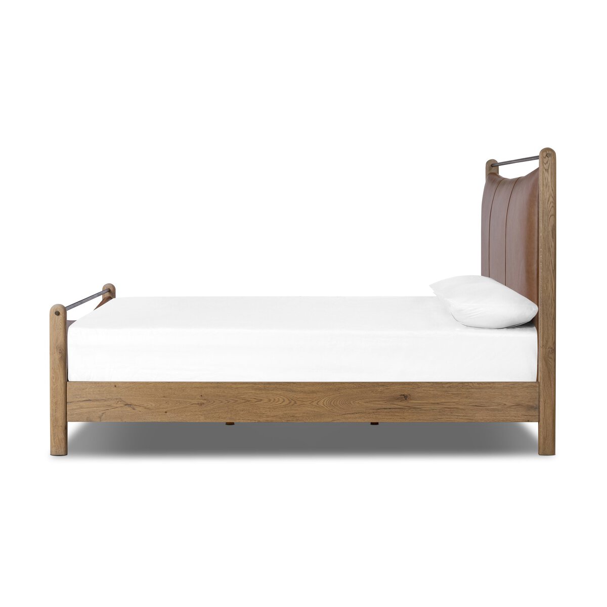 Dessen 80" King Top Grain Leather Bed - Oak + Sonoma Chestnut