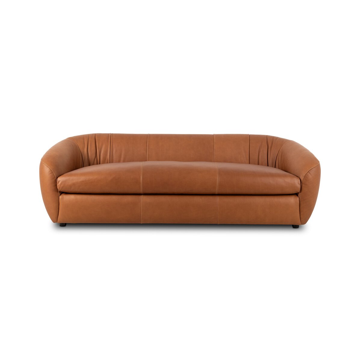 Saluda 95" Top Grain Leather Bench Cushion Sofa - Lorento Cognac
