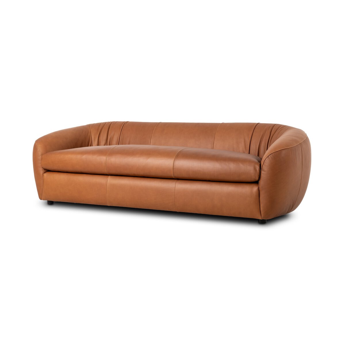 Saluda 95" Top Grain Leather Bench Cushion Sofa - Lorento Cognac