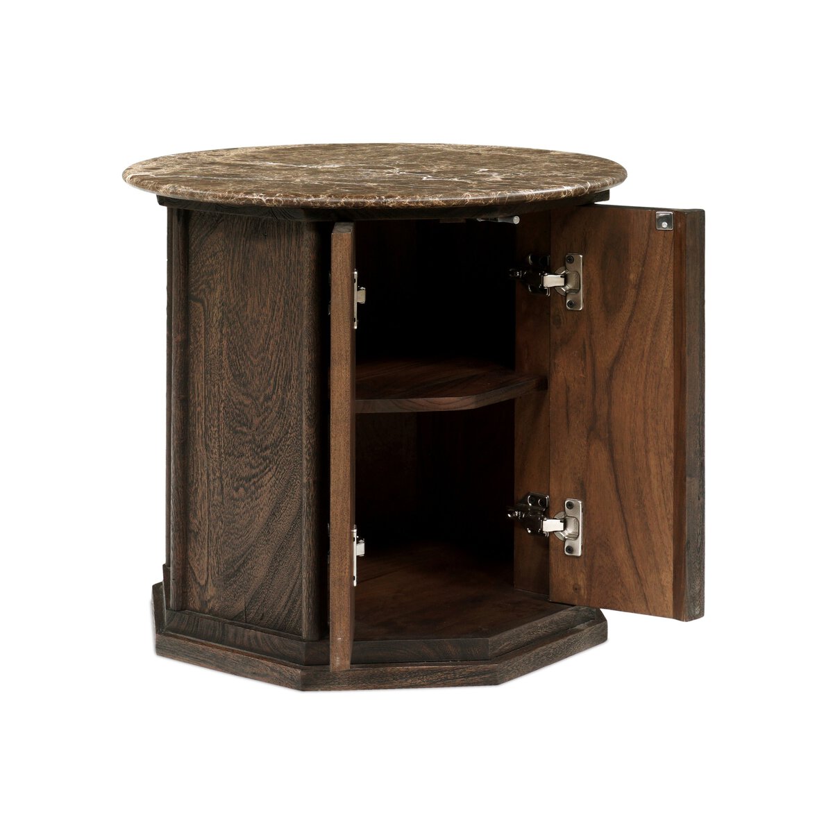 Advik 23" Round Cabinet End Table - Brown Marble