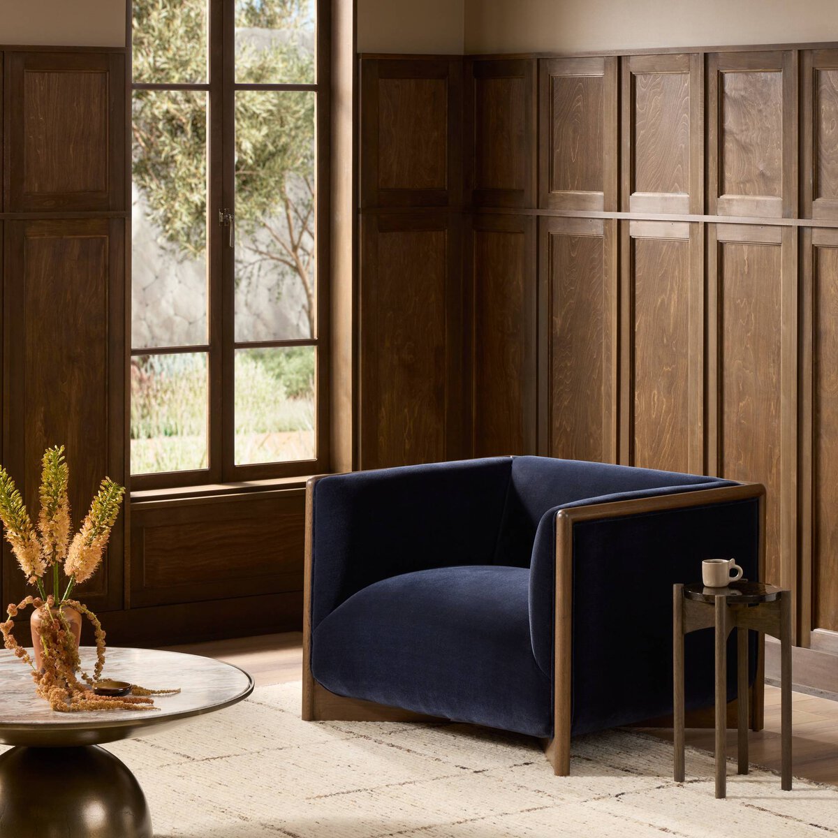 Mateo 38" Chair - Oak + Navy