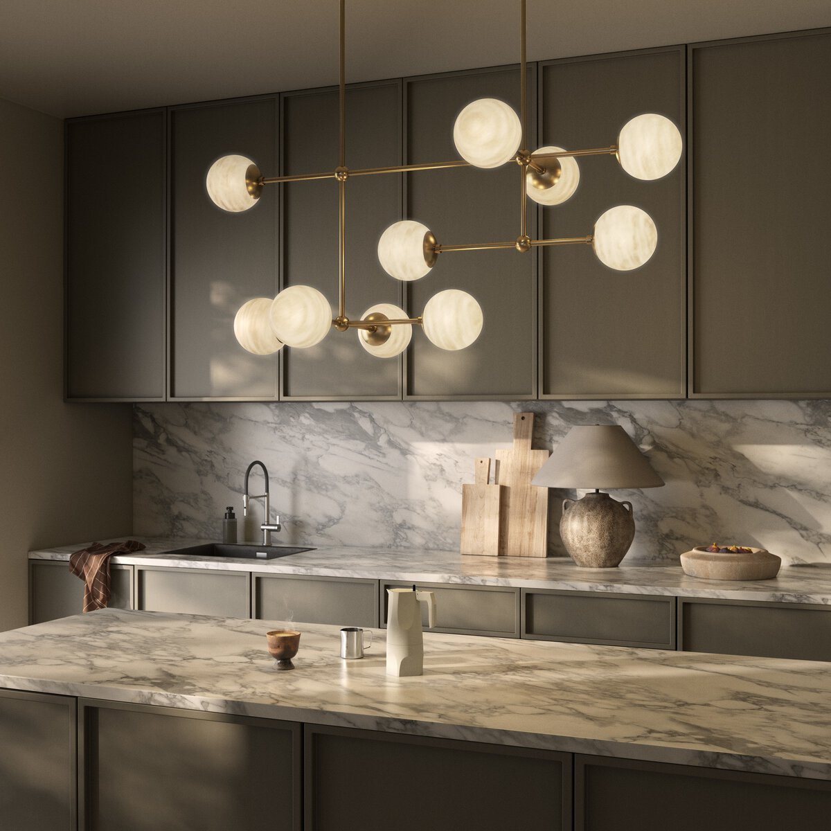 Amsterdam 65" Linear Chandelier - Burnished Brass