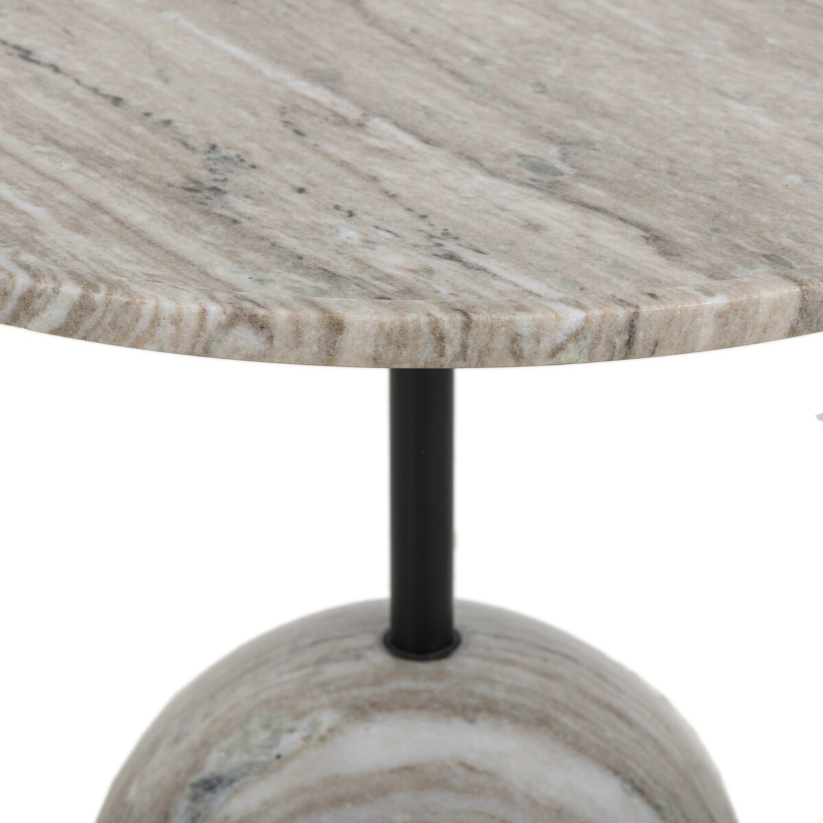 Viola 22" Round End Table - Antique White Marble
